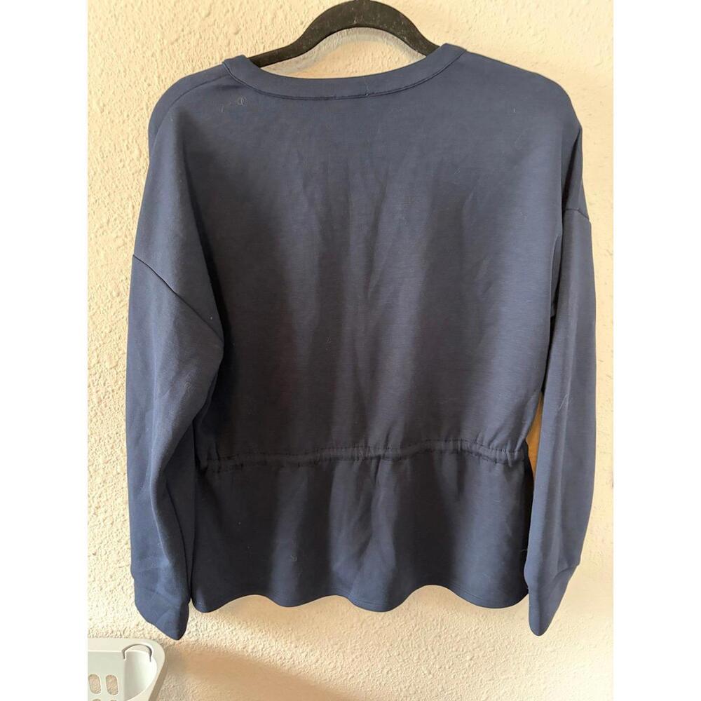 NWT Cable & Gauge Studio Navy Blue Blouse size L. Plush fabric - Picture 3 of 4